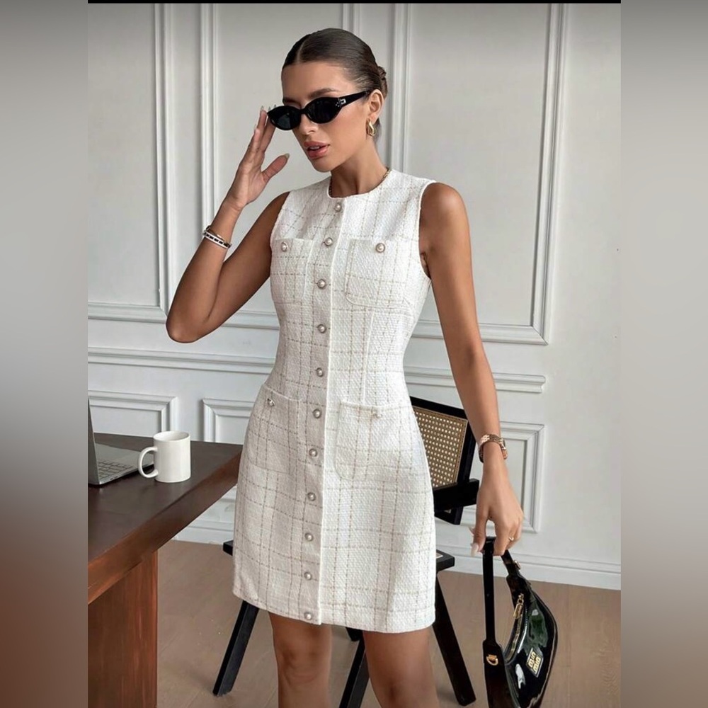 Button Tweed Dress (Button came off and needs fixed)
